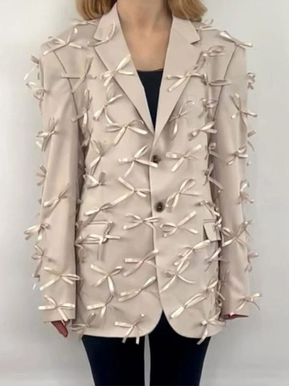 Bowknot Casual Blazer - Fashionpara