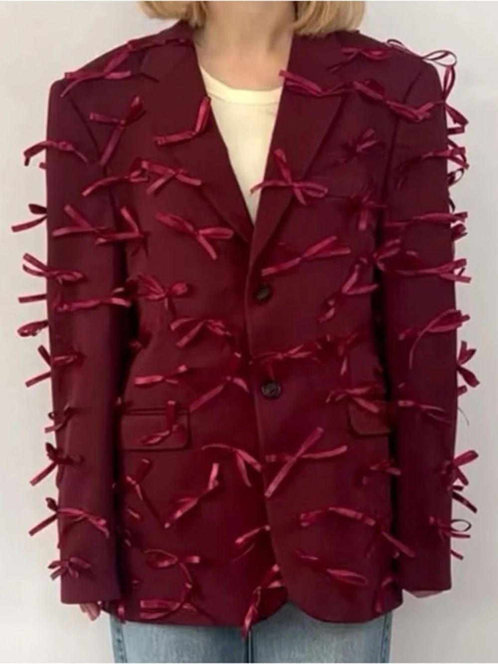 Bowknot Casual Blazer - Fashionpara