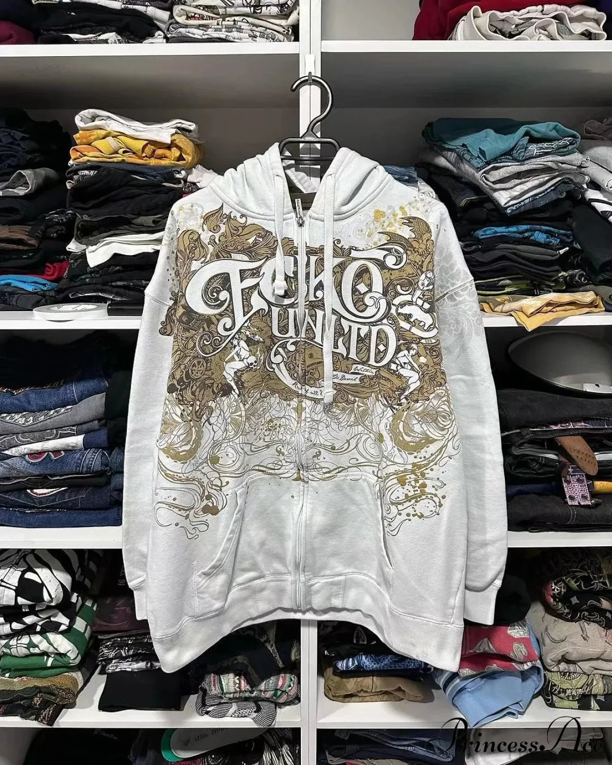 Dark Antique Large Design Hoodie White3 / M