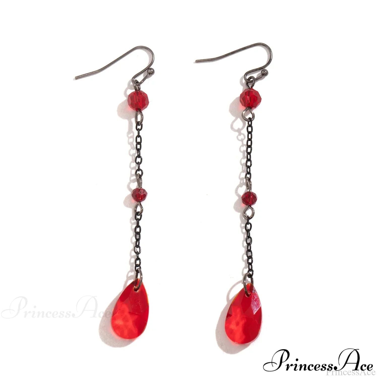 Dark Black Crystal Long Fringe Drop Earring