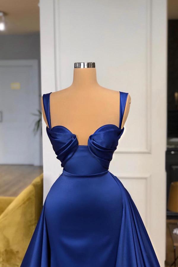 Dark Blue Straps Prom Dress Overskirt Long - Fashionpara