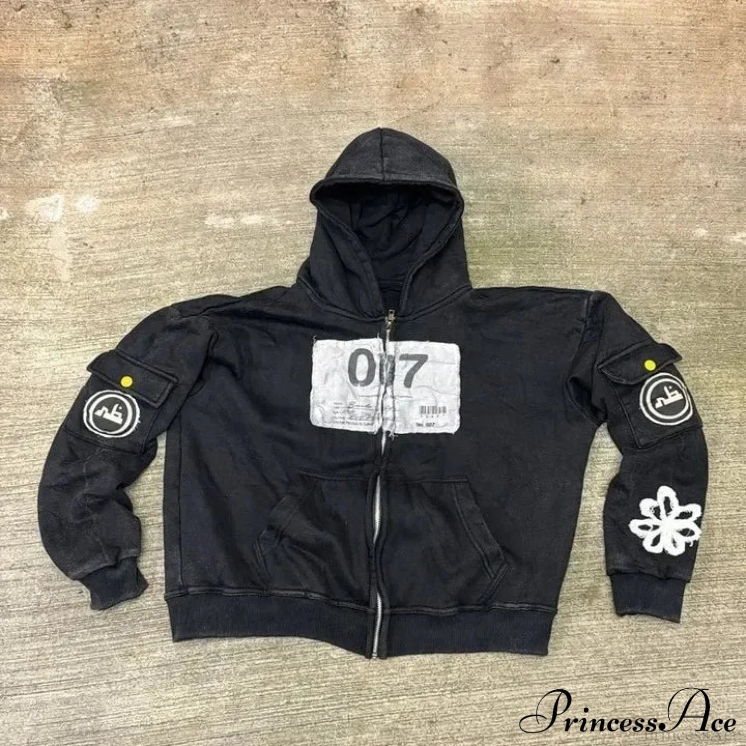 Dark Flash Diamond Patch Hoodie black7 / M