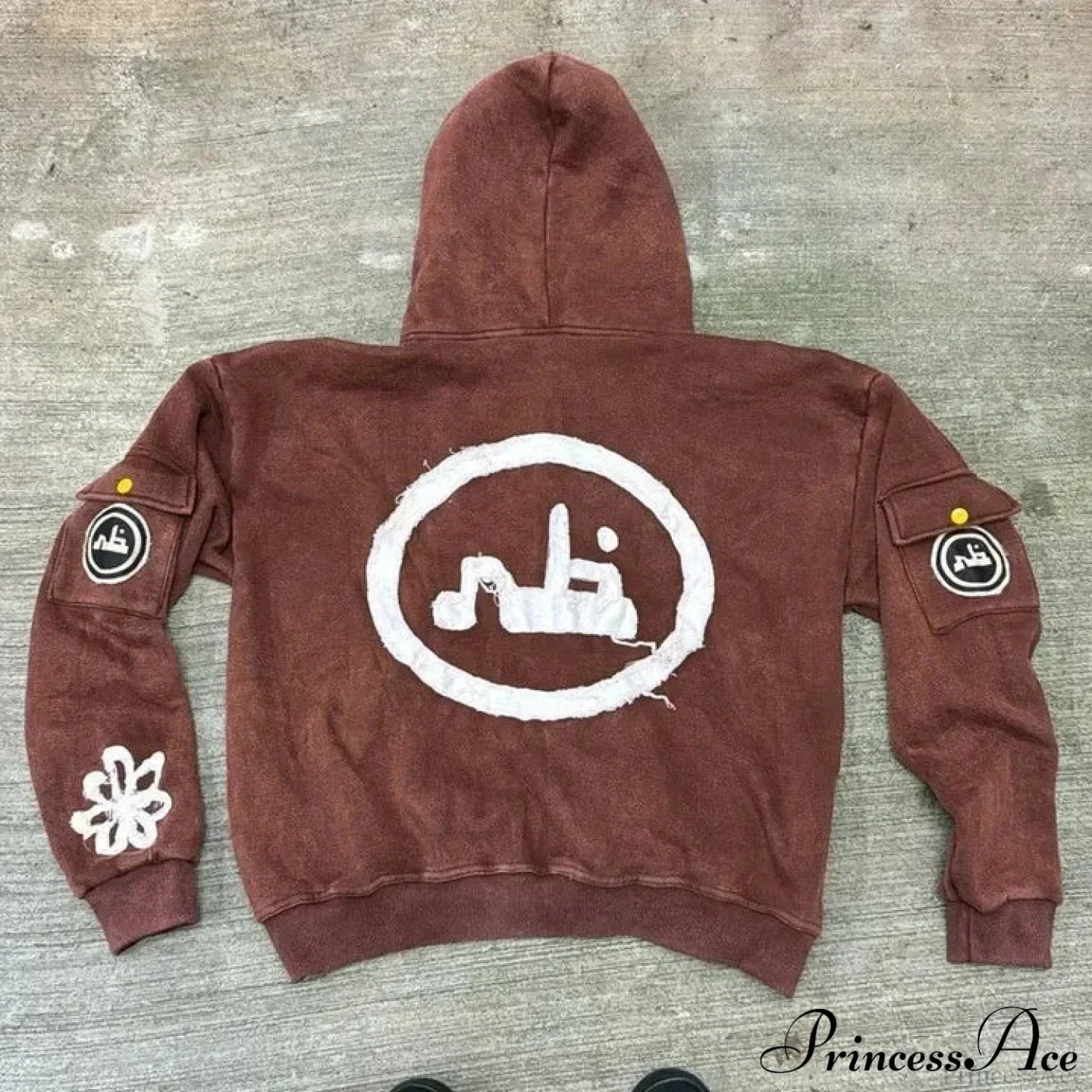 Dark Flash Diamond Patch Hoodie brown / M