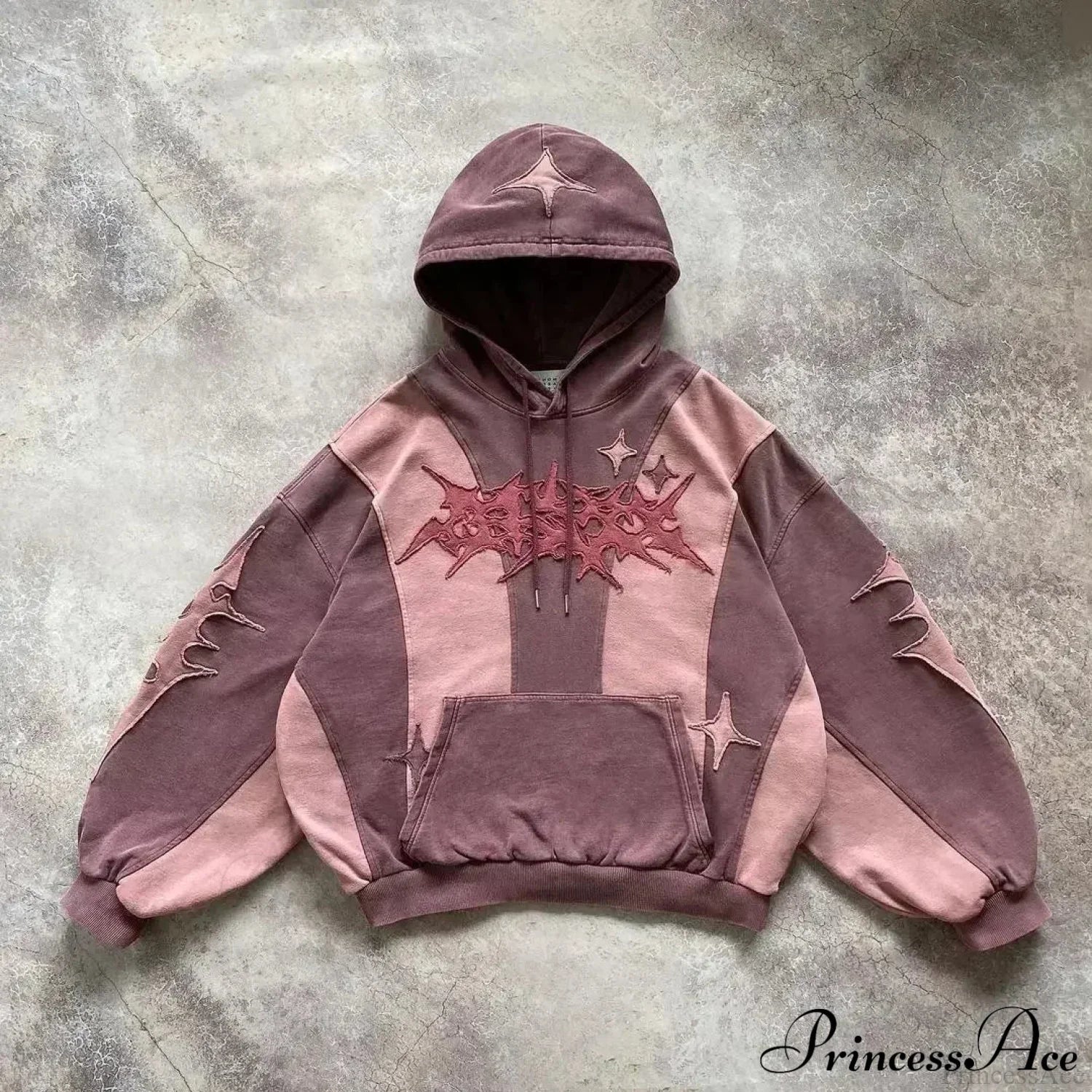 Dark Flash Diamond Patch Hoodie pink2 / M
