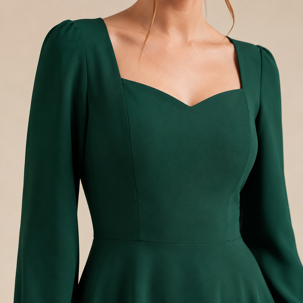 Sweetheart Neck Long Puff Sleeve Fit and Flare Midi Dress 8