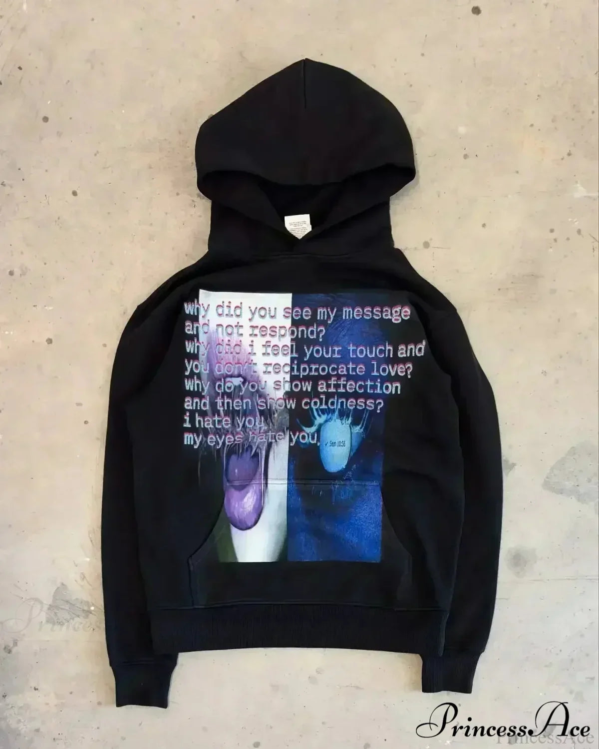 Dark Informal Print Oversized Hoodie Black2 / M