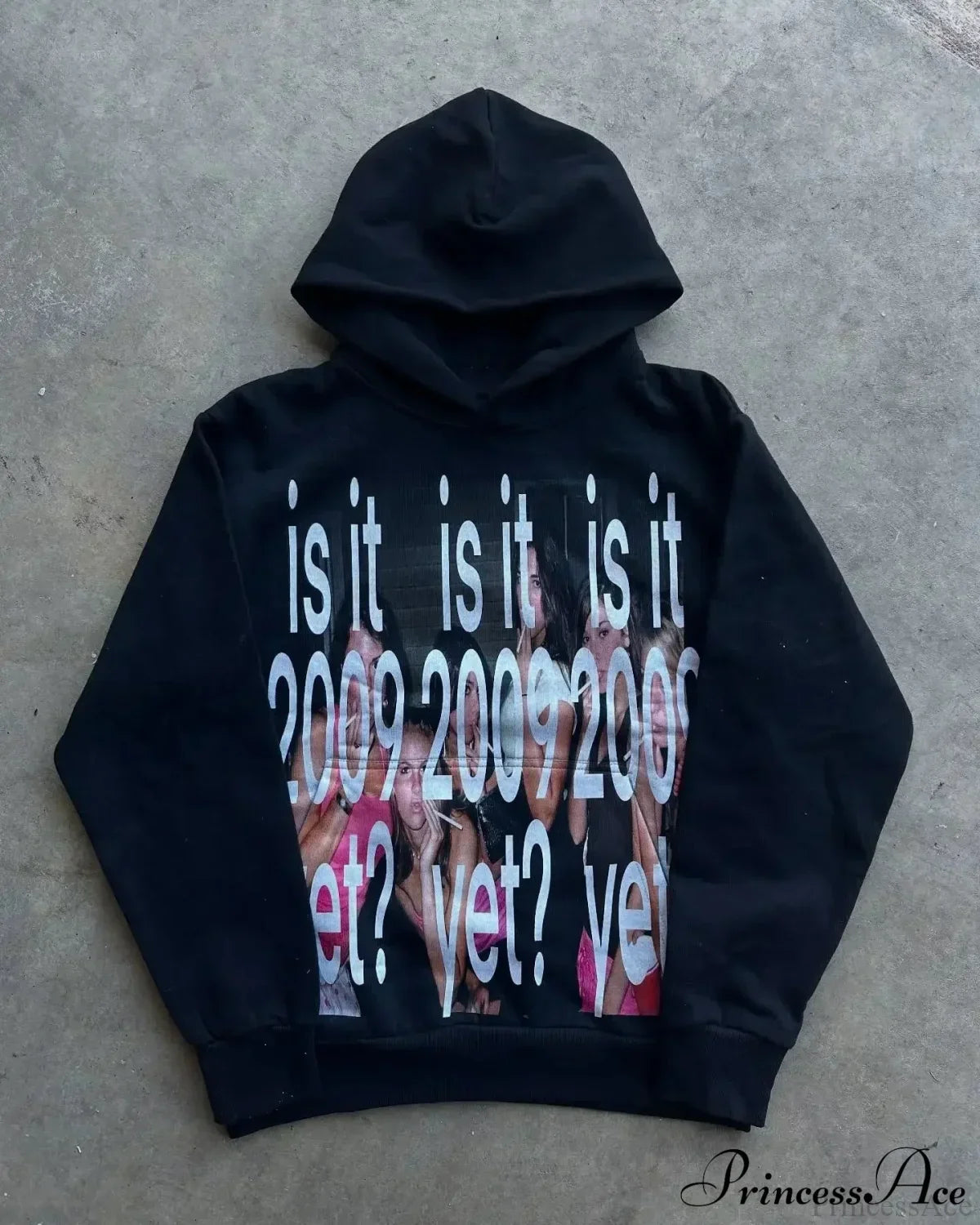 Dark Informal Print Oversized Hoodie Black9 / M
