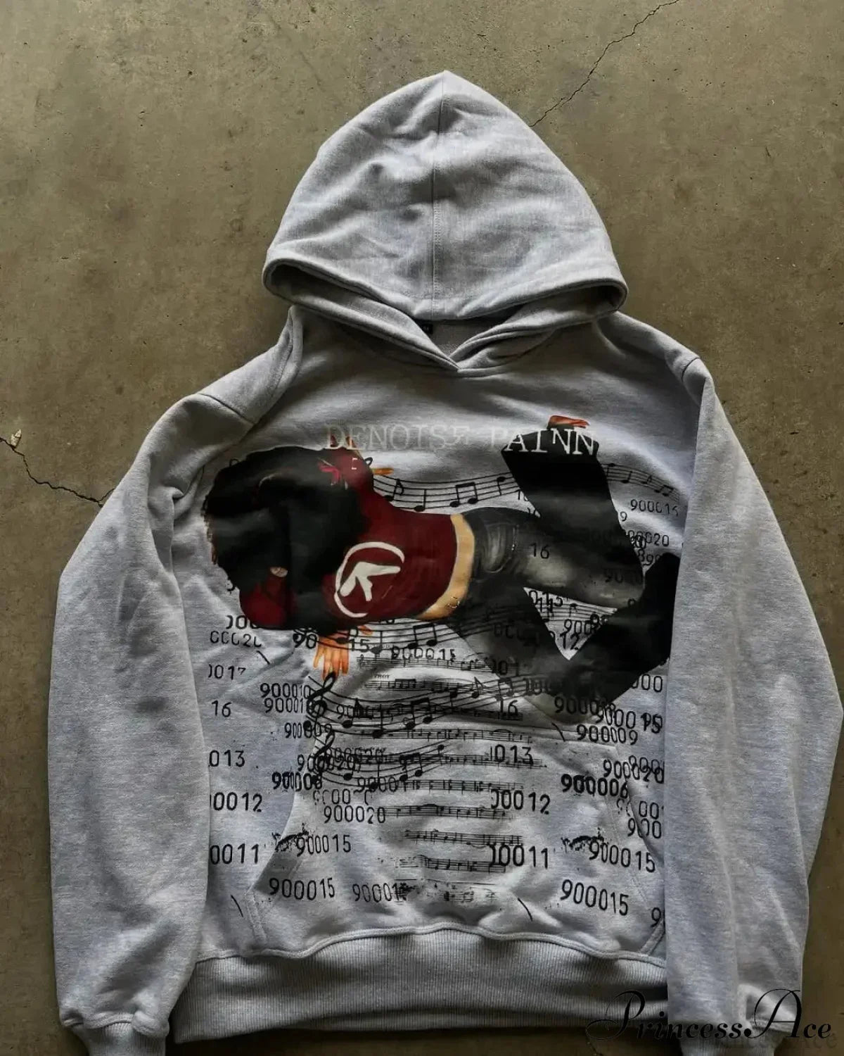 Dark Informal Print Oversized Hoodie White / M