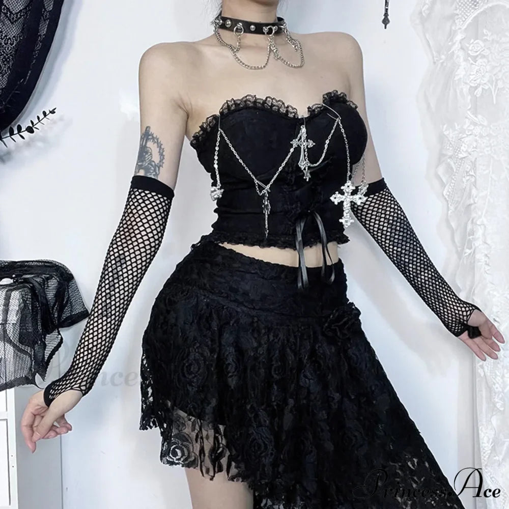 Dark Style Gothic Chain Tube Top Sexy Wrapped Chest Crop Top