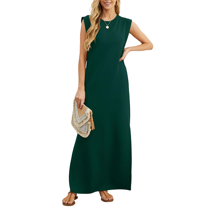 Crew Neck Sleeveless Side Split Maxi Dress 4