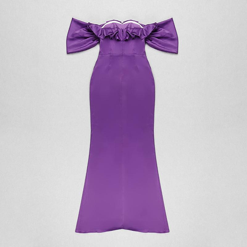 KittenAlarm - Darlina Off Shoulder Thigh Slit Solid Dress