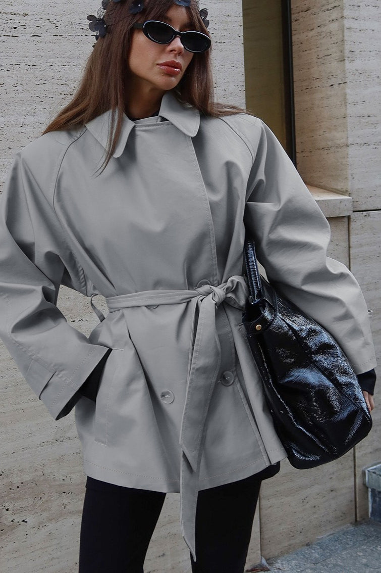 Elegant Vintage Belted Trench Coat for Timeless Style