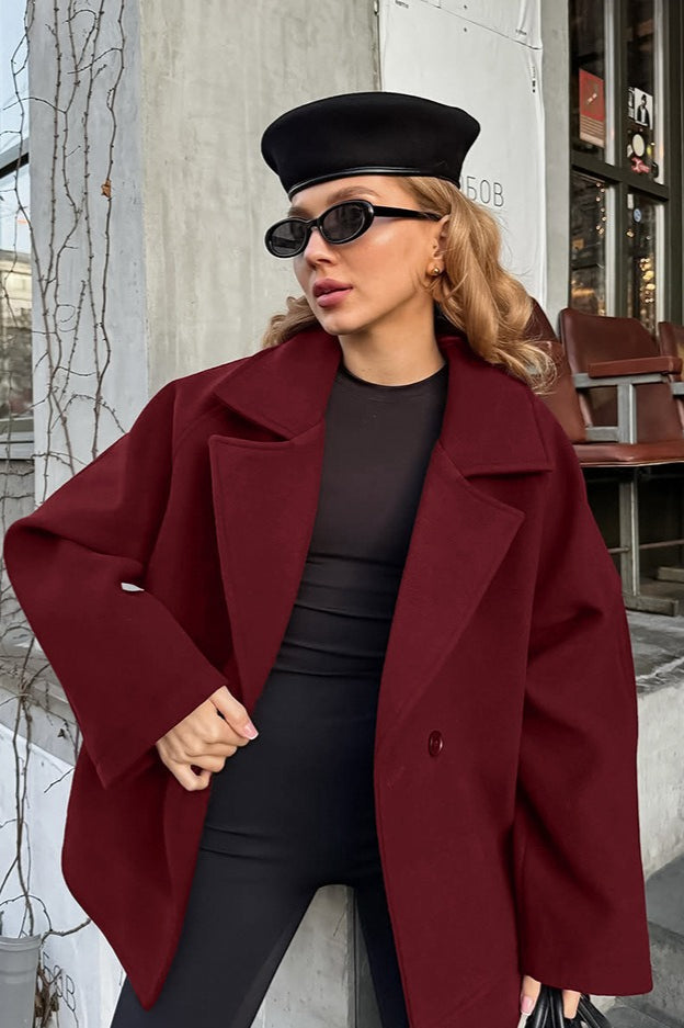 Elegant Brown Wool Blend Midi Coat with Belted Design