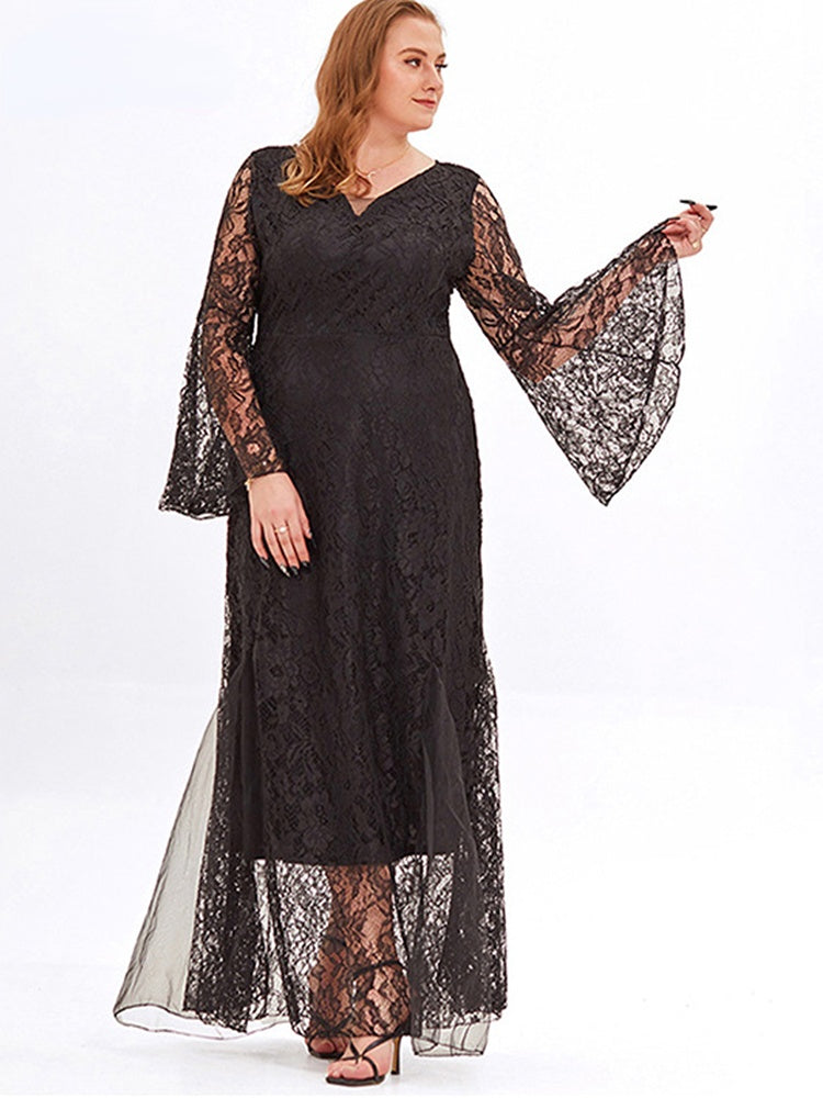 Lace Mesh Full Sleeves Evening Dresses 2