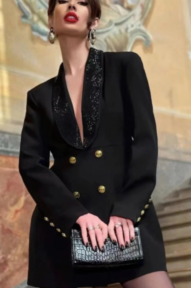 Hot Drilling Shawl Collar Blazer