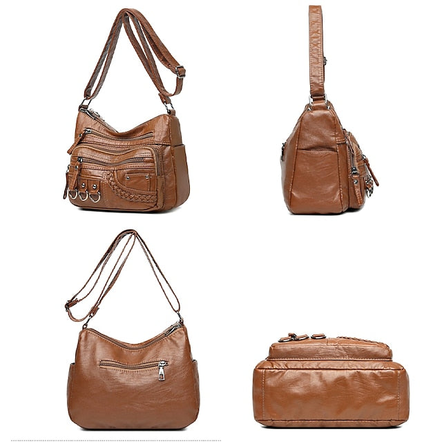 Multiple Crossbody with Vintage Leather Faux Bag