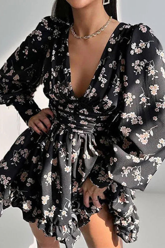 Floral Long Sleeve Party  Dress