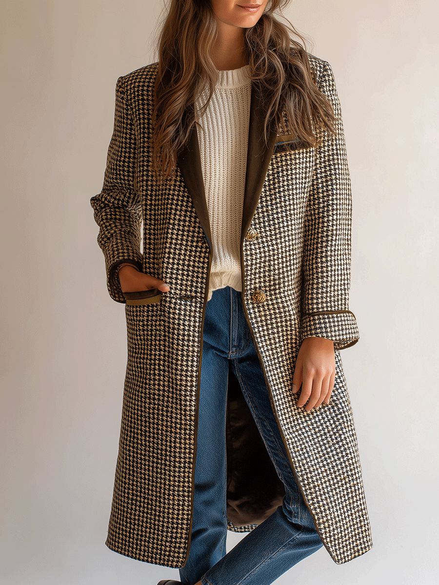 Retro Checked Double-Breasted Wool-Blend Overcoat