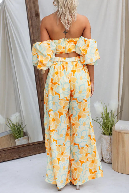 High Waist Printed Wide Leg Palazzo Pants - Fashionpara