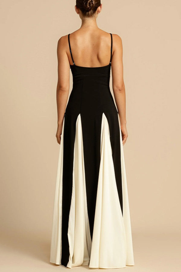 Two-Tone Sweetheart Spaghetti Strap A-Line Maxi Gown