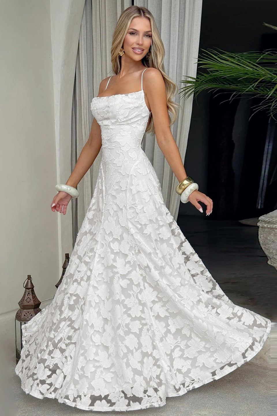 Tie Back Jacquard Lace Birthday Dress