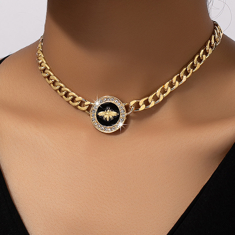 Round Bee Diamond Necklace