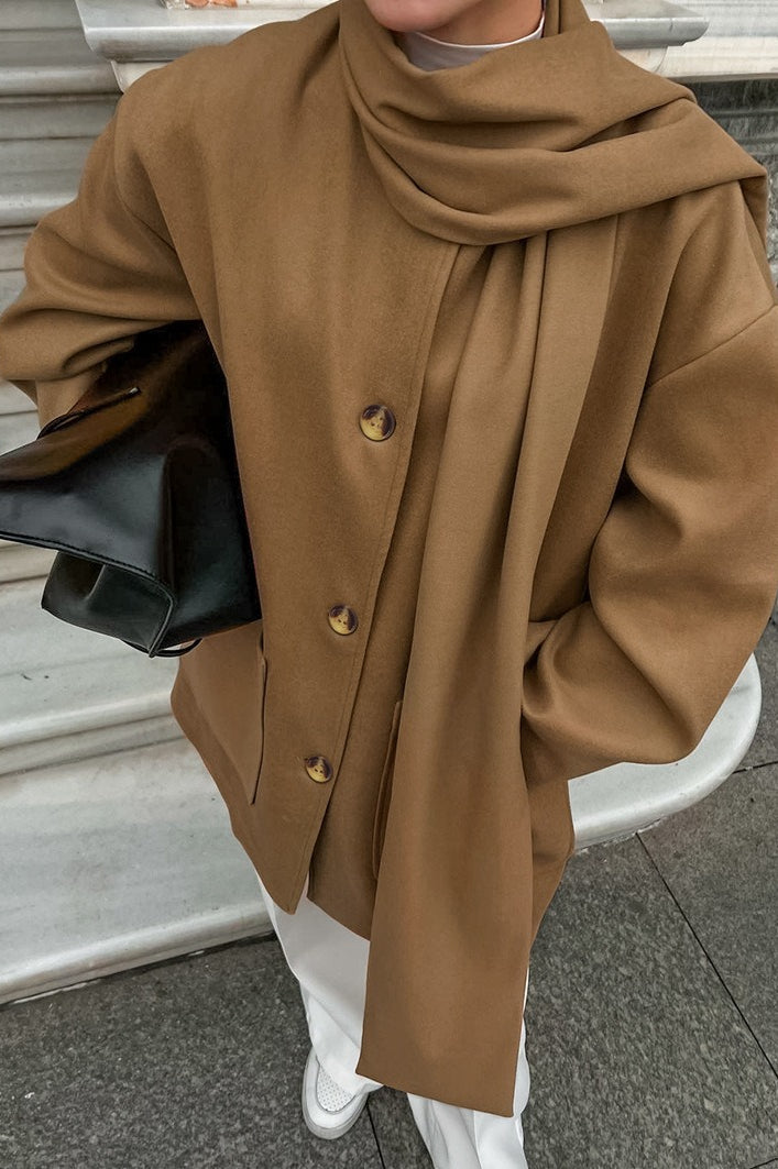 Elegant Vintage Wool Midi Coat with Oversized Fit Design