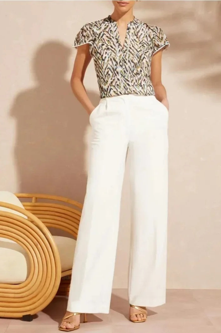 Elegant Lace Detail V-Neck Blouse