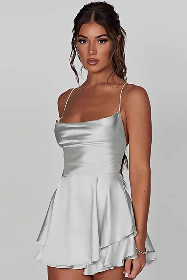 Satin Slip V-Neck Cami Midi Dress - View 3