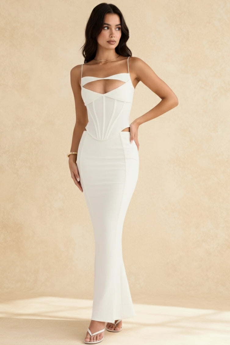 Paloma Ivory Stylish Corset Maxi Dress