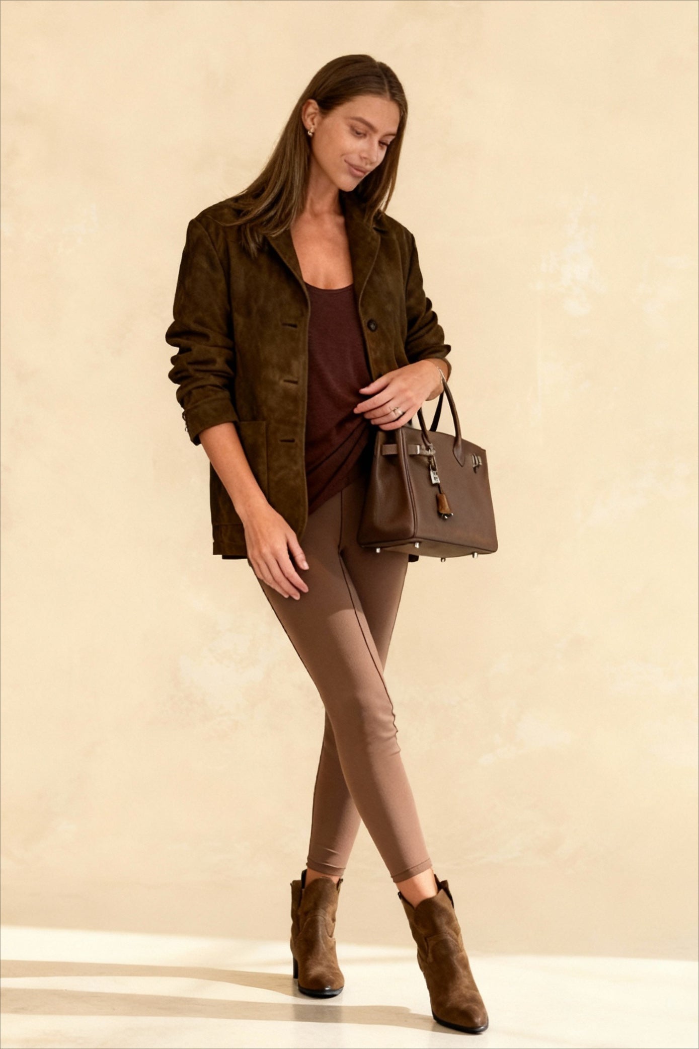 Fashion Elegant Casual Stylish Warm Brown Lapel Jacket
