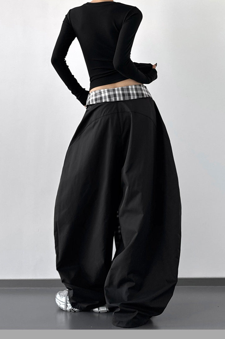 Vintage Layered Wide-Leg Palazzo Pants