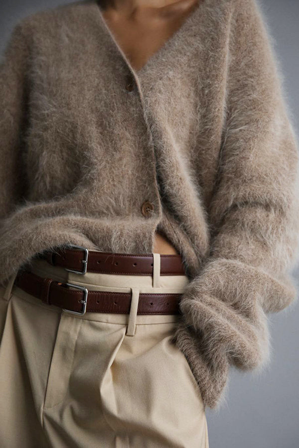 Lady Rin Loose V-neck Knitted Cardigan for Effortless Style