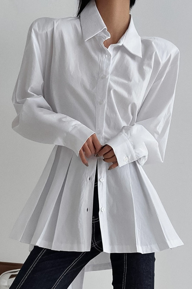 Elegant Cotton Lace Up Blouse