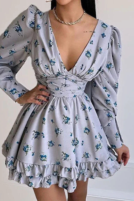 Floral Long Sleeve Party  Dress