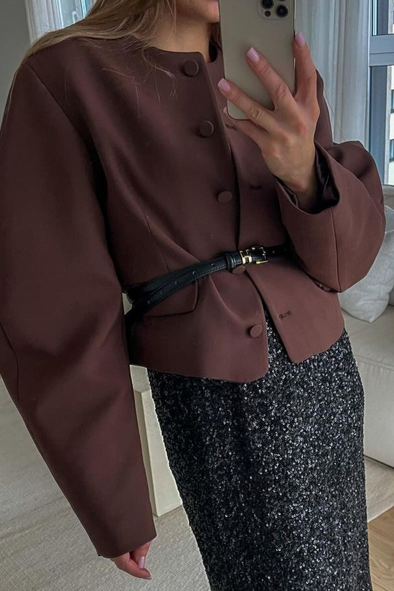 Resort Solid Color Long Sleeve Coat - Fashionpara