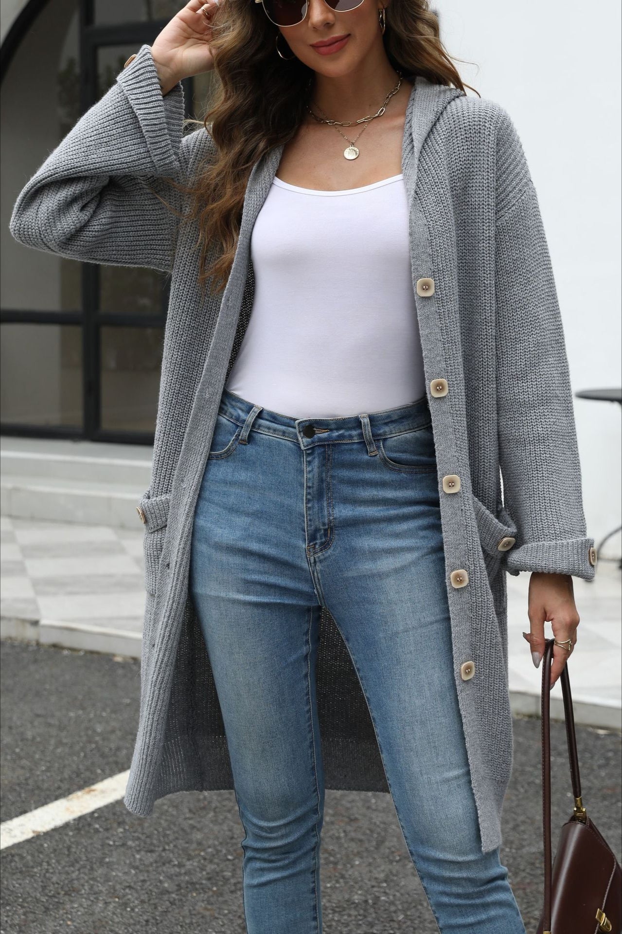 Chic V-Neck Loose Fit Knit Cardigan for Effortless Style