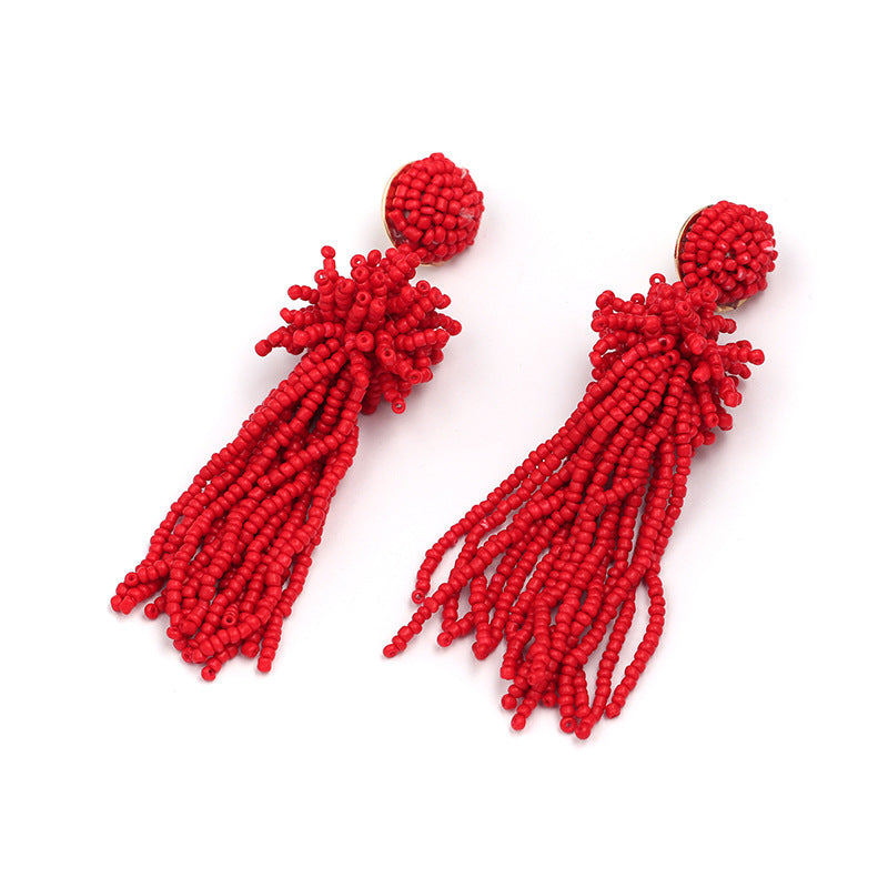 Millet Beaded Tassel Earrings