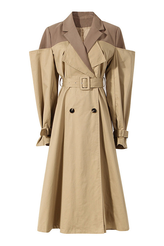 Deconstructed Double Breasted Trench Coat with Cinch Waist
