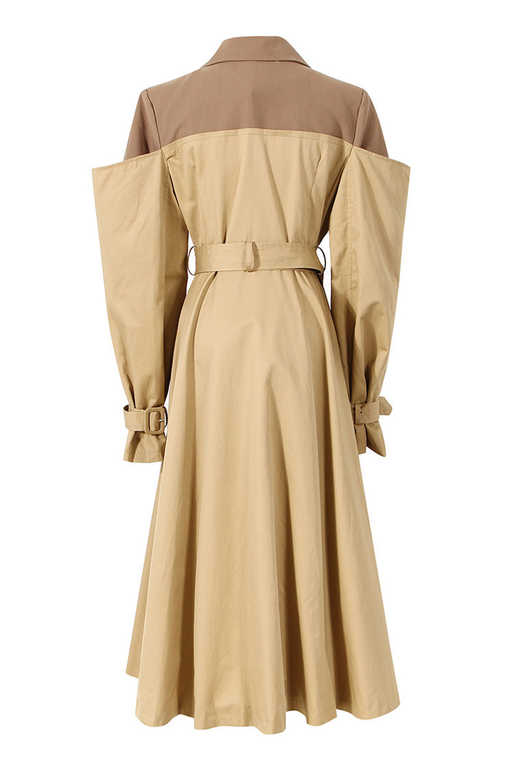 Deconstructed Double Breasted Trench Coat with Cinch Waist