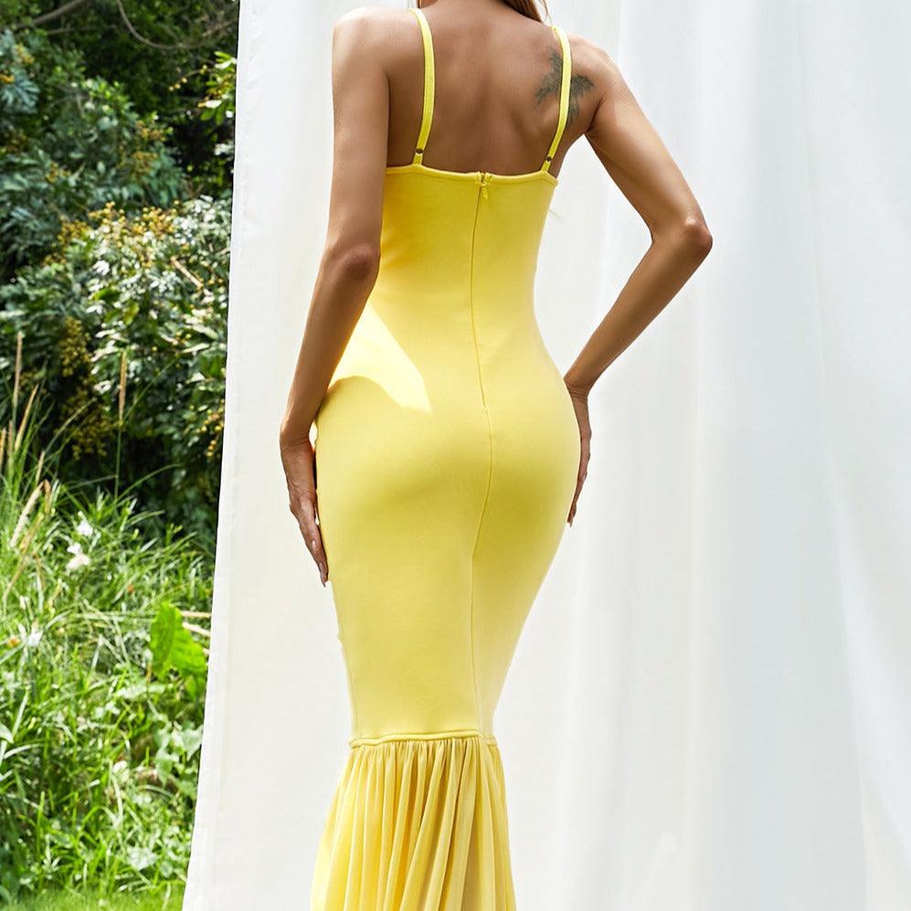 KittenAlarm - Dellie Spaghetti Strap Solid Ruched Dress