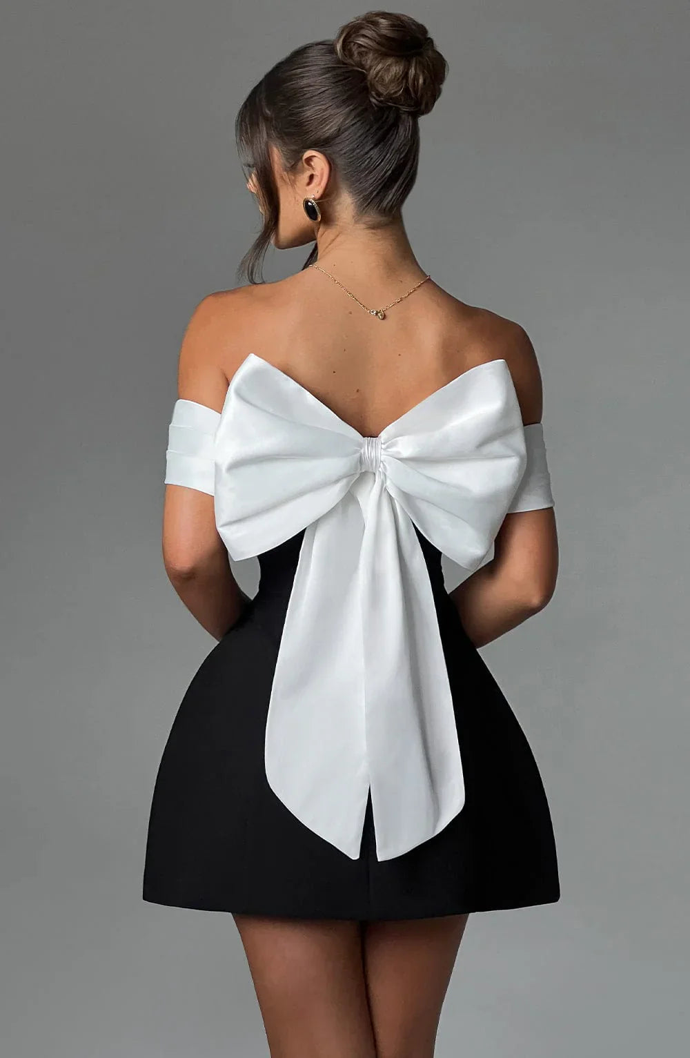 Off-Shoulder Pleated Fit-and-Flare Mini Dress 3