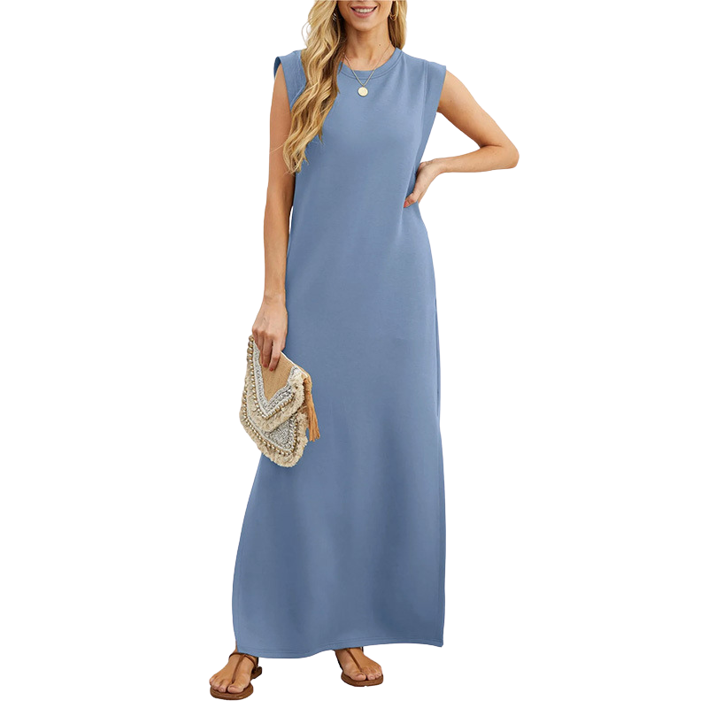 Crew Neck Sleeveless Side Split Maxi Dress 6