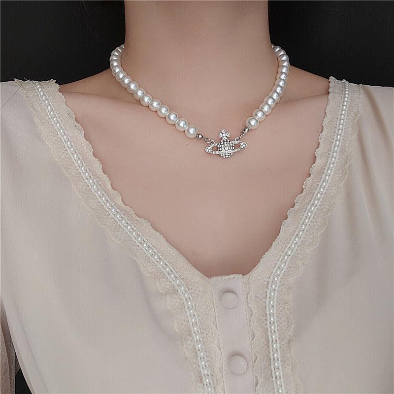 KittenAlarm - Deonne Saturn Pearl Necklace