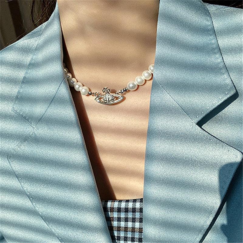 KittenAlarm - Deonne Saturn Pearl Necklace