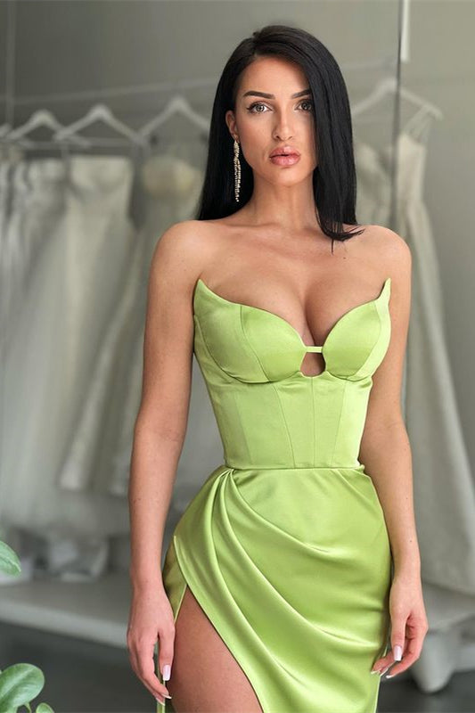 Designer Sexy Stretch Satin Mermaid Prom Dress With Side Slit