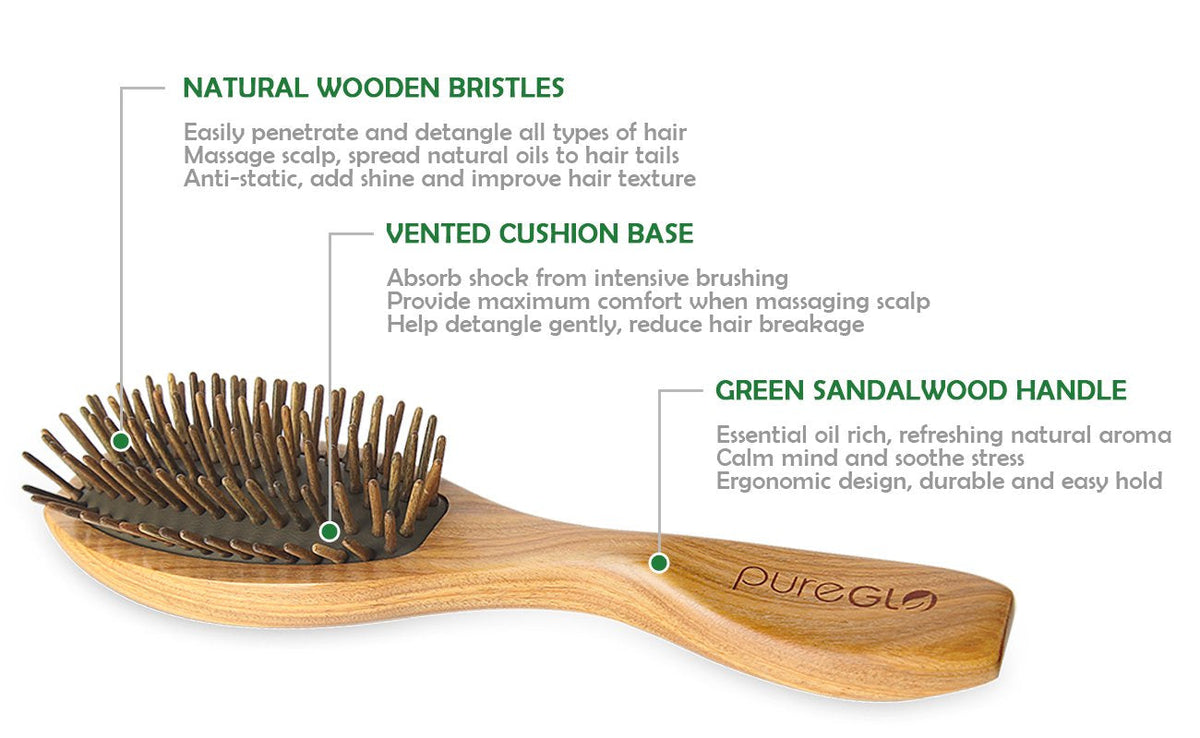 Natural Green Sandalwood Hair Brush