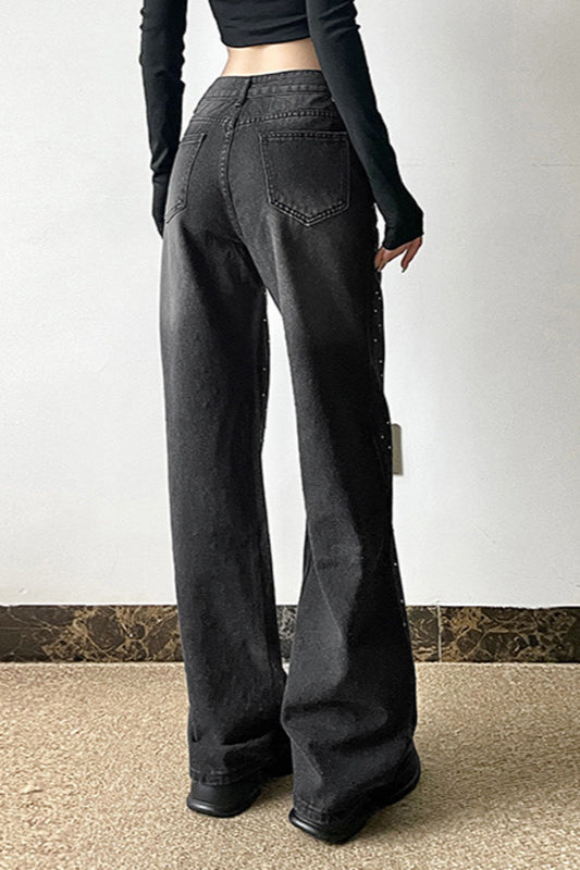 Ombre Wash Rhinestone Straight Leg Jeans