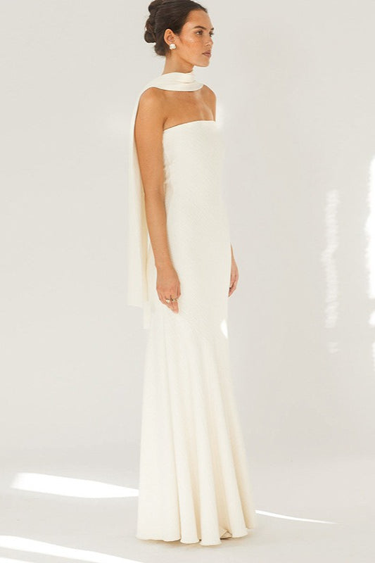 Strapless Scarf Detail Mermaid Maxi Gown