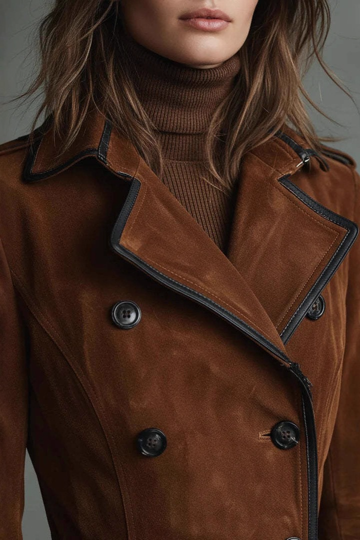 Suede Lapel Western Long Stylish Overcoat - Fashionpara